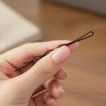 Waved ball-ended brown hair grip - 60mm (100 pc.) - Image 2