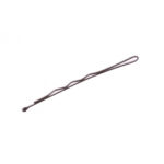Waved ball-ended brown hair grip - 60mm (100 pc.)