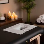 Black disposable nonwoven "X" massage headrest cover - (100 pc.) - Image 2