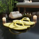 Yellow foam Pedicure Slippers - (10 pairs) - Image 2