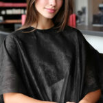 Long black nonwoven hairdressing cape (25 pc.) - Image 2