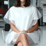 Hairdressing cape - PE - white (50 pieces) - Image 2
